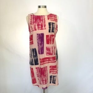 Halogen Pink Red Purple Print Shift Dress  Size L